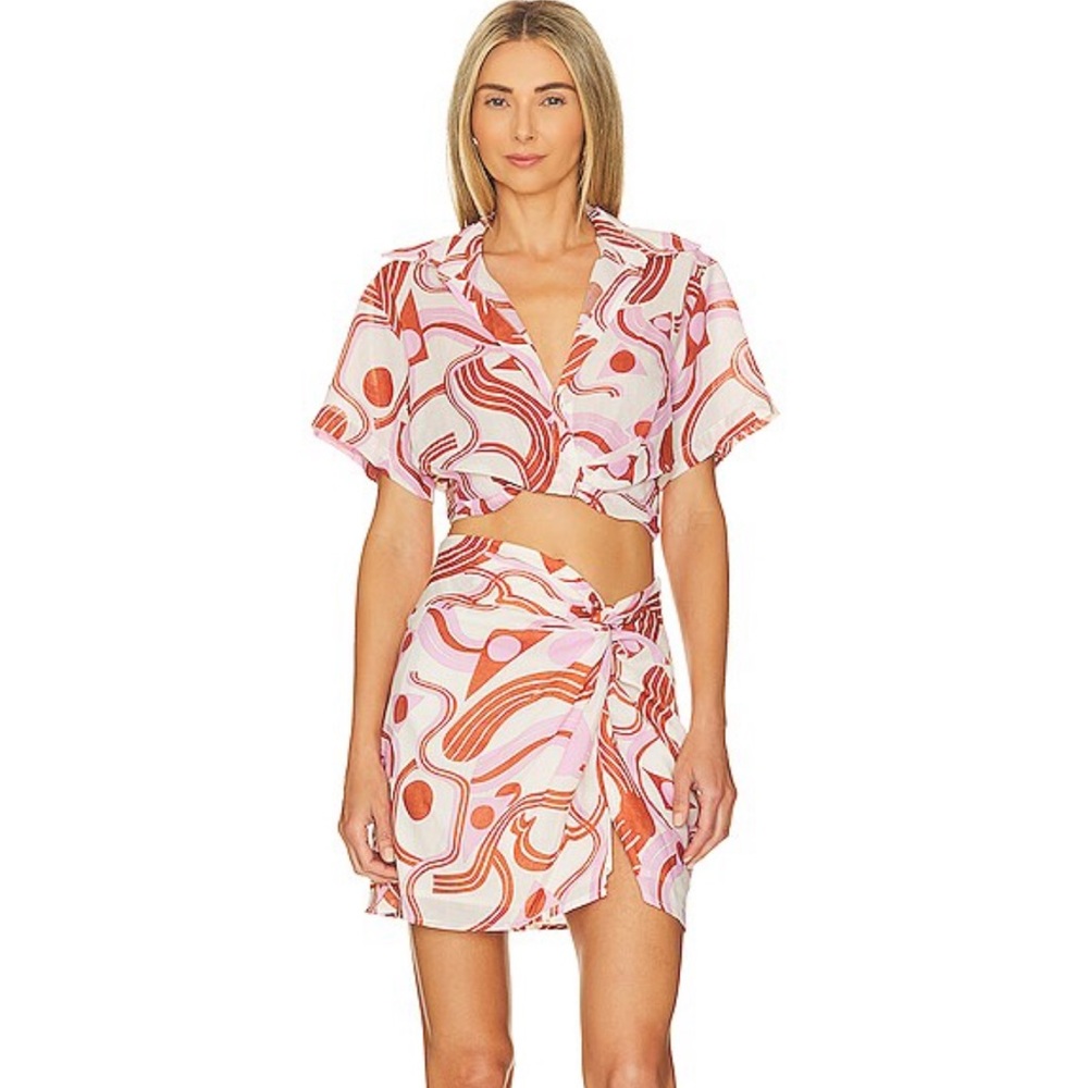 ASTR the Label Oriana Skirt in Pink Geo